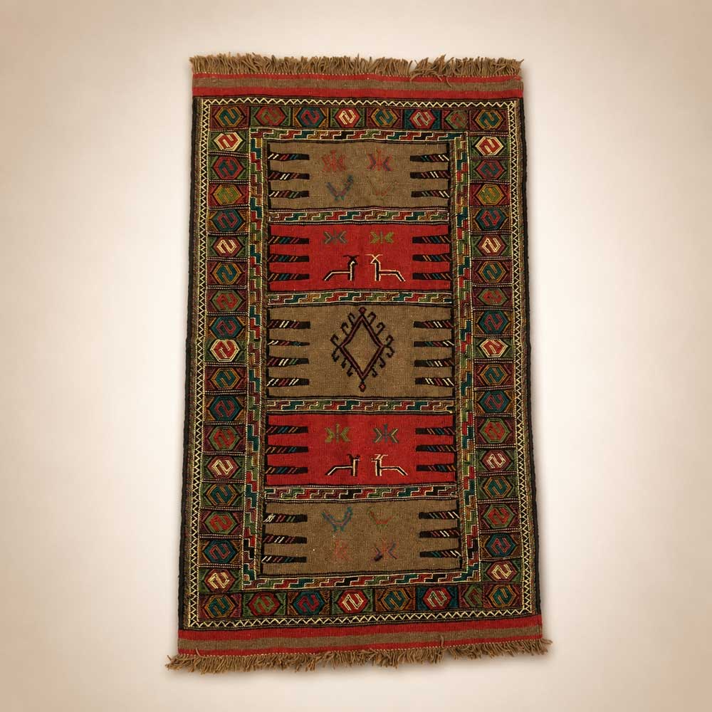 گلیم فرش دستبافت کردی ابعاد 178*97